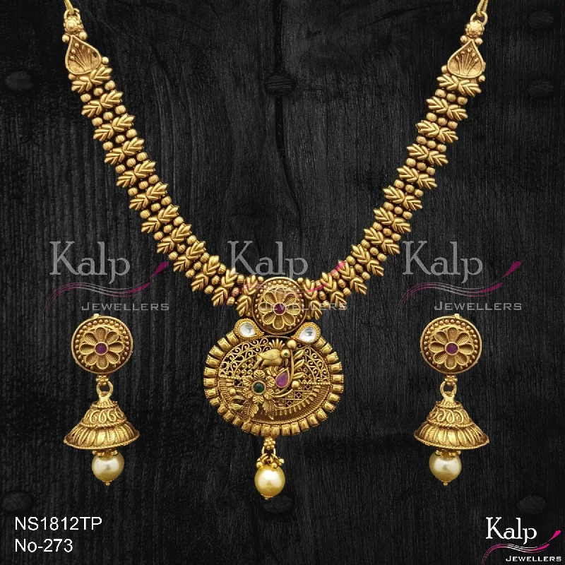 Women’s classic gold necklace-Kalp Jewellers Copper Gold Plated Necklace Set