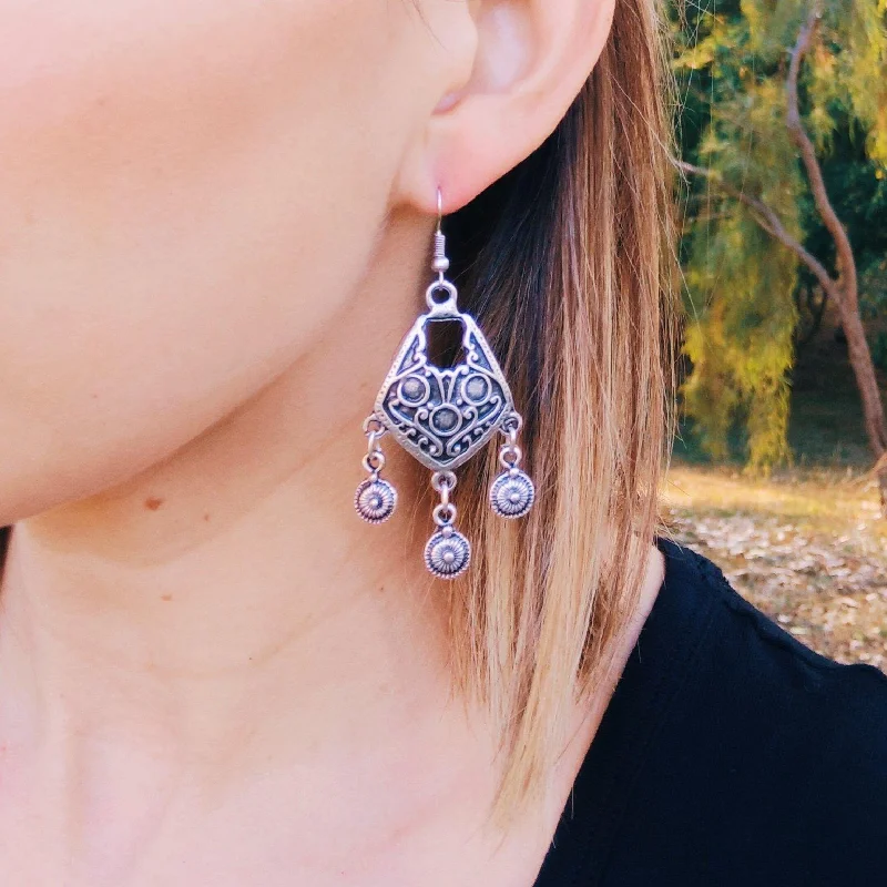 Women’s chunky earrings-Anatolian Boho Earrings - "Amasra"