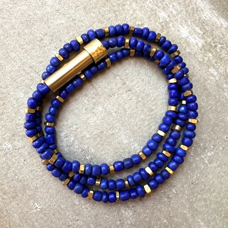 Women’s thin bangle-Royal Blue Shine Wrap Bracelet / Wish Necklace