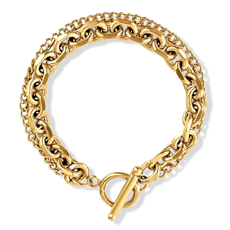 Women’s trendy bracelet-Nila Double Chain Toggle Bracelet