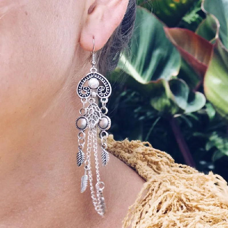 Women’s fashion-forward earrings-Anatolian Boho Earrings - "Dreamcatcher"