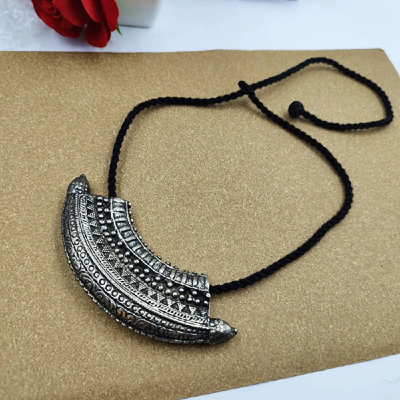 Women’s chunky gold necklace-Akruti Collection Oxidised Long Thread Necklace