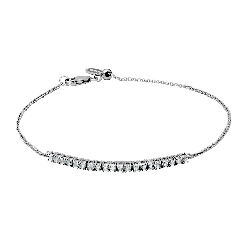 Women’s romantic bracelet-Sterling Silver White Topaz Bolo Bracelet by Samuel B.