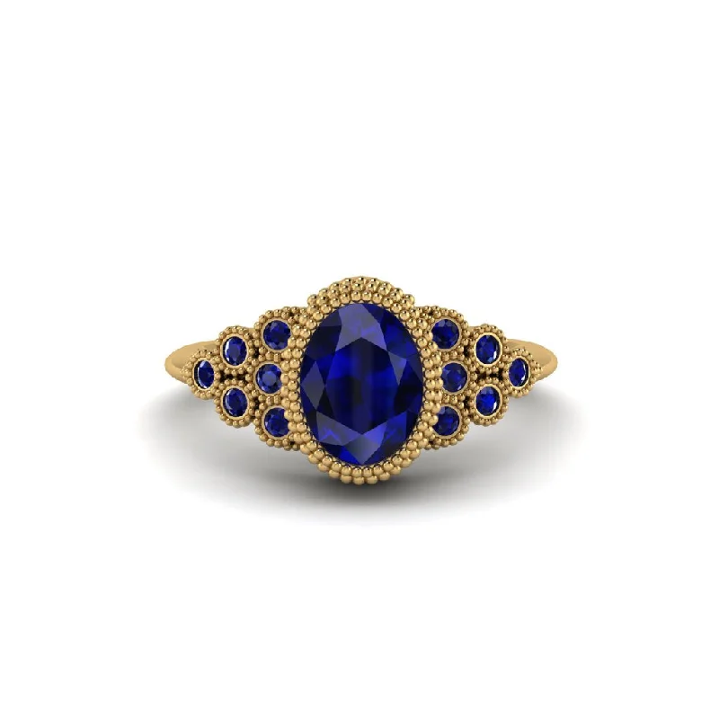 Women’s eternity engagement ring-Sapphire Milgrain Beaded Bezel Engagement Ring - Stacy No. 73