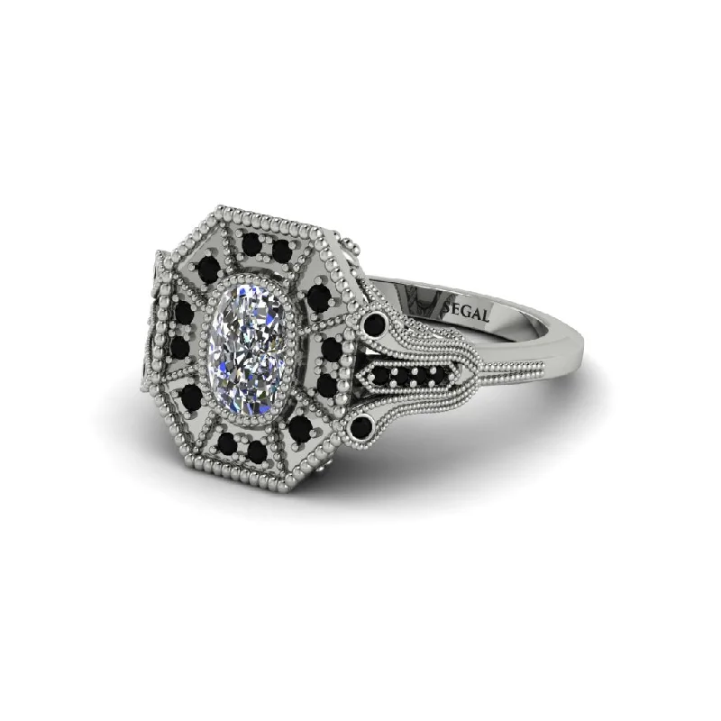 Women’s floral engagement ring-Diamond Cushion Cut Art Deco Engagement Ring - Alicia No. 33