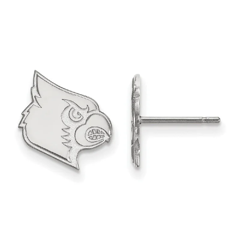 Women’s mixed metal earrings-14k White Gold University of Louisville Small Post Earrings