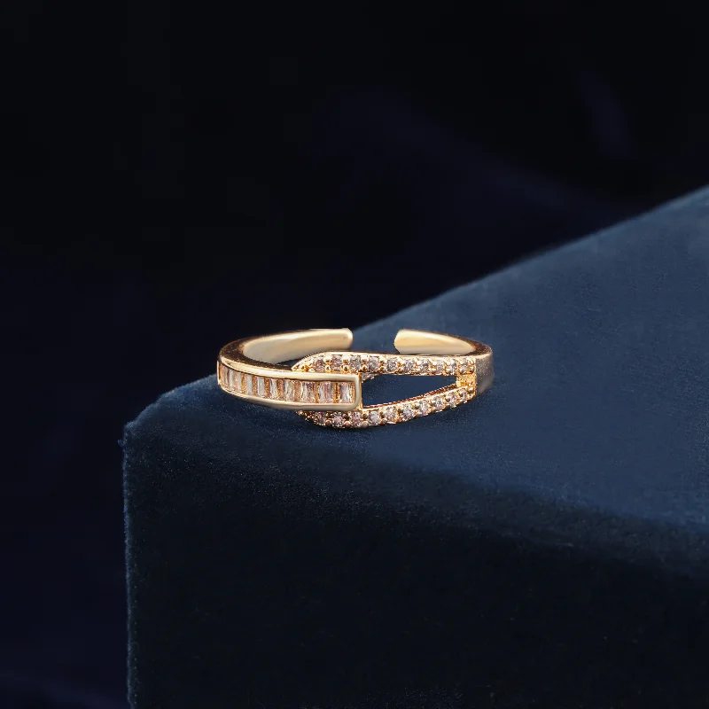 Women’s birthstone engagement ring-Nipura Golden Baguette Interlocked Cuff-ring