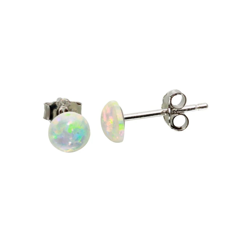 Women’s rhinestone earrings-Silver 925 Rhodium Plated Opal CZ Stud Earrings