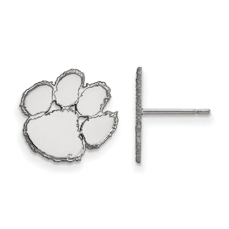 Women’s stud earrings-14k White Gold Clemson University Small Post Earrings