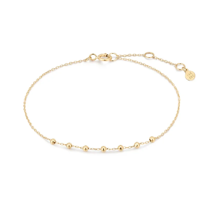 Women’s pearl bracelet-14K Yellow Gold Adjustable Length Bead Bracelet by Aurelie Gi