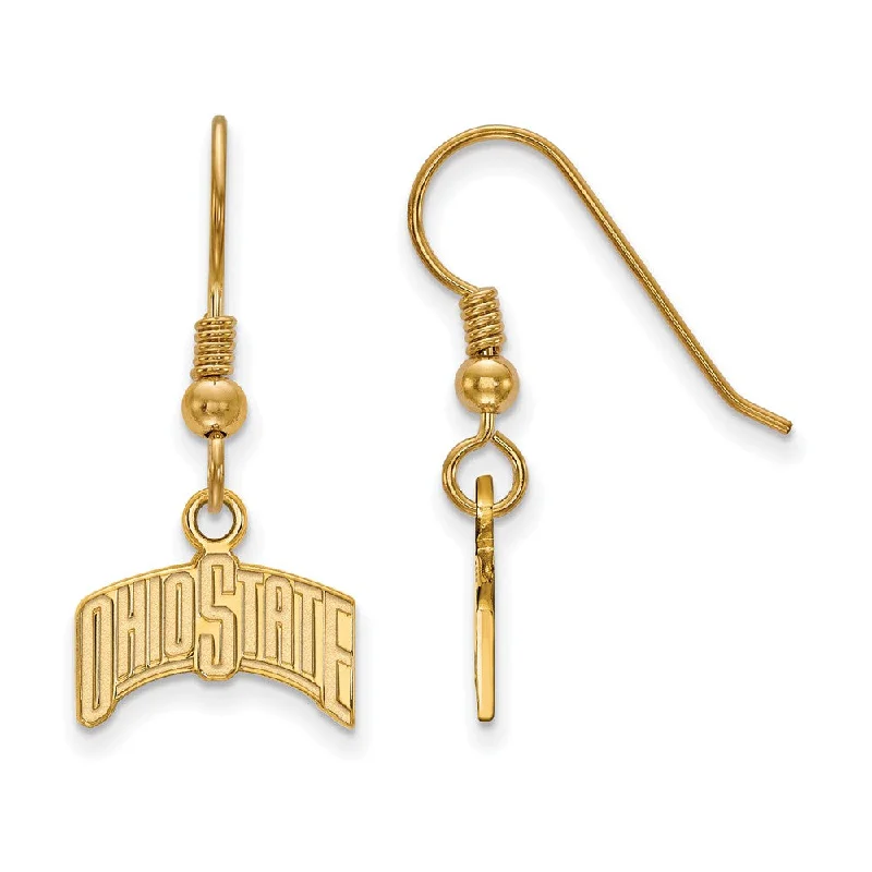 Women’s stylish earrings-14k Gold Plated Silver Ohio State University Dangle Earrings