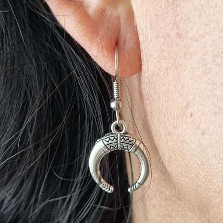 Women’s boho earrings-Tibetan Silver Ox Horn Crescent Moon Earrings