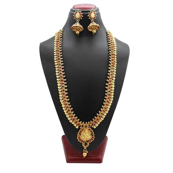 Women’s diamond pendant necklace-Utkrishtt Maroon And Green Pota Stone Copper Necklace Set - 1108327