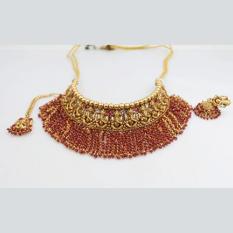 Women’s gold chain necklace-Manisha Jewellery Gold Plated Temple Necklace Set