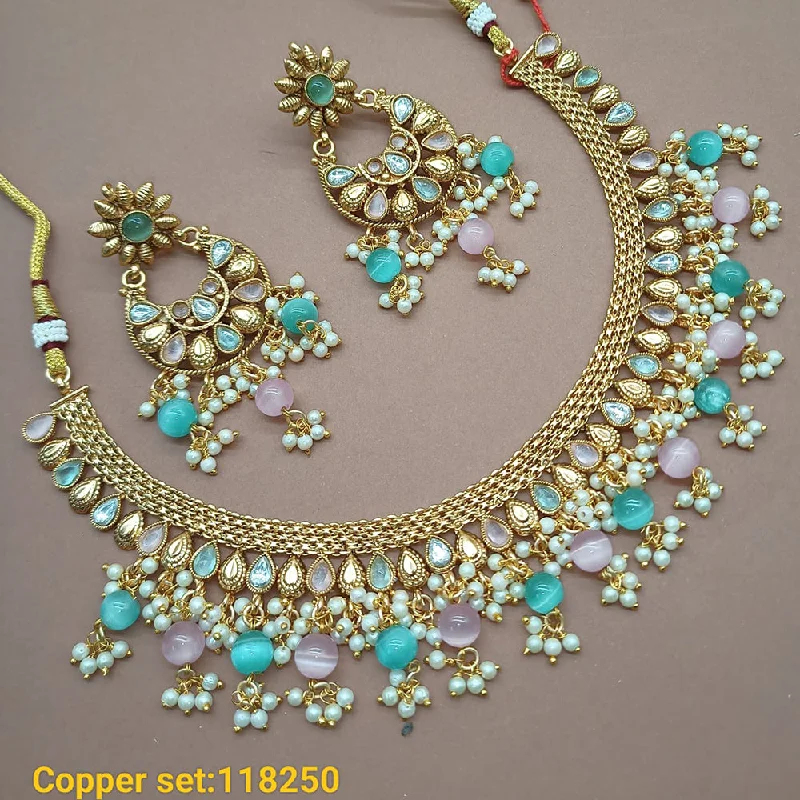 Women’s birthstone necklace-Padmawati Bangles Copper Gold Plated Necklace Set