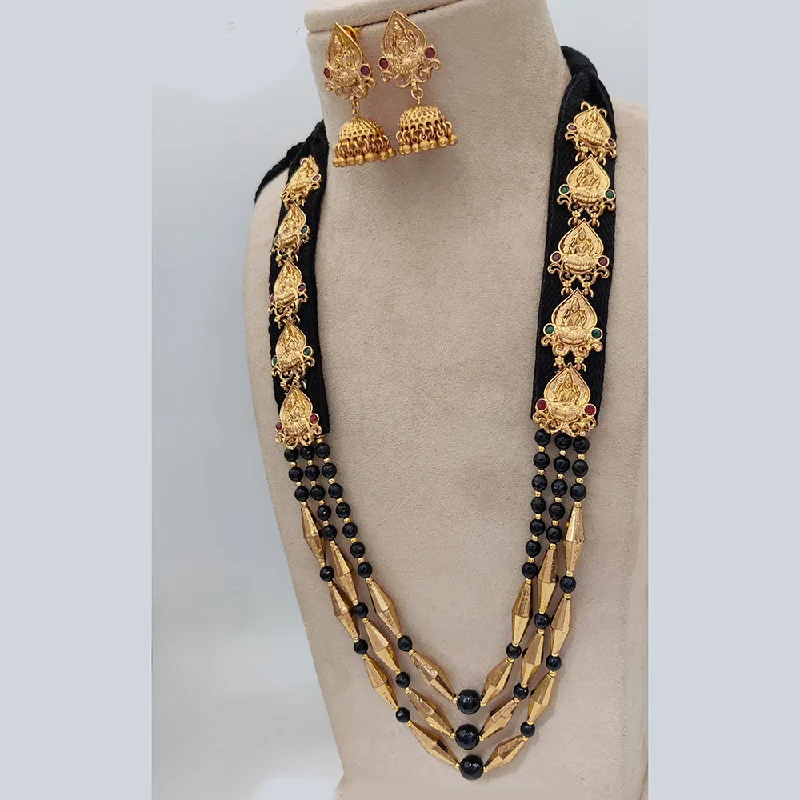 Women’s gold chain necklace-Jewel Addiction Copper Rajwadi Finish Temple Long Necklace Set