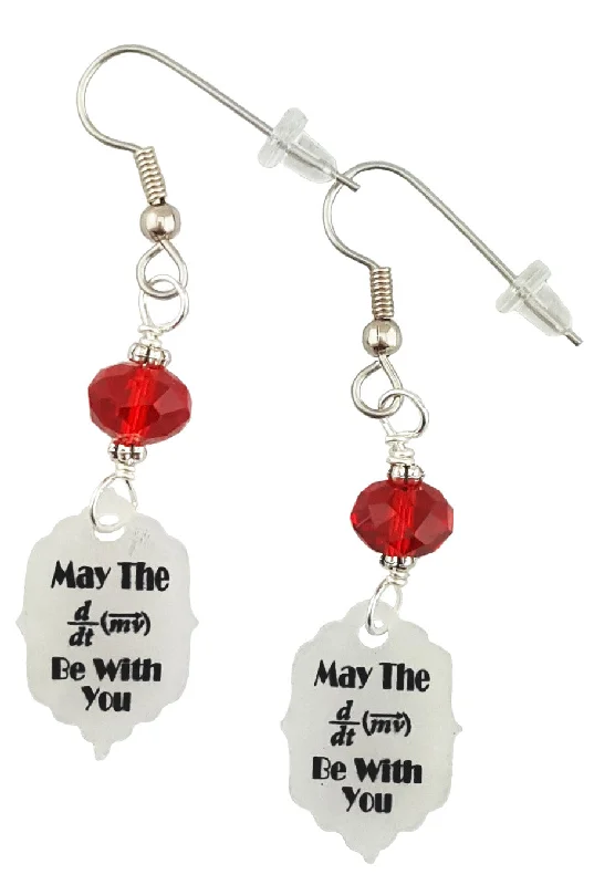 Women’s elegant stud earrings-May The Force Be W/ You Math Pun, Earrings