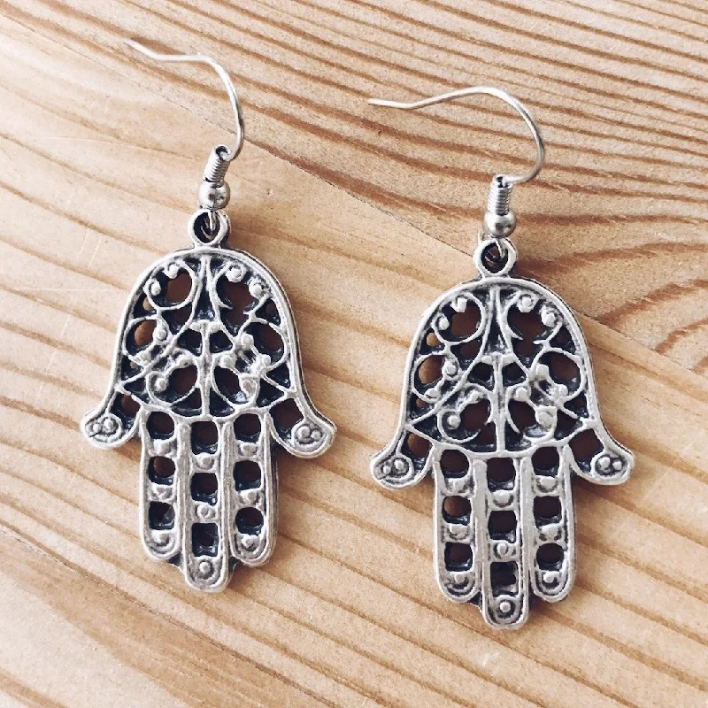 Women’s classic earrings-Anatolian Boho Earrings - "Hamsa"