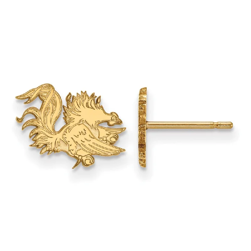 Women’s fashion earrings-14k Yellow Gold U of South Carolina XS (Tiny) Mascot Post Earrings