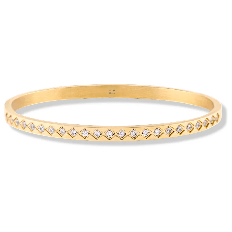 Women’s birthstone bracelet-Isabella Geometric Bangle Bracelet