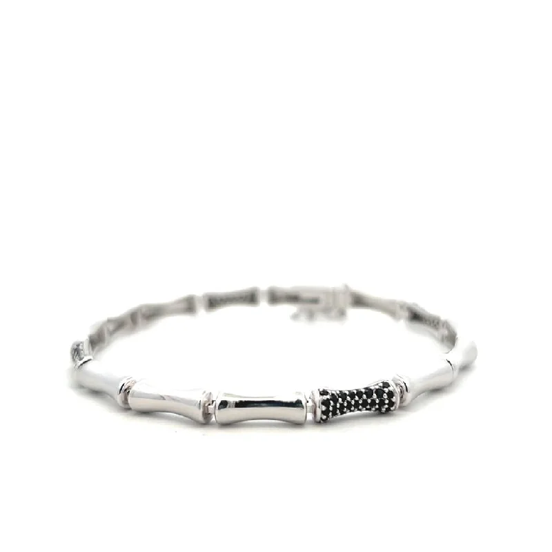 Women’s designer bracelet-Sterling Silver Black Spinel Bone Link Bracelet by Samuel B.