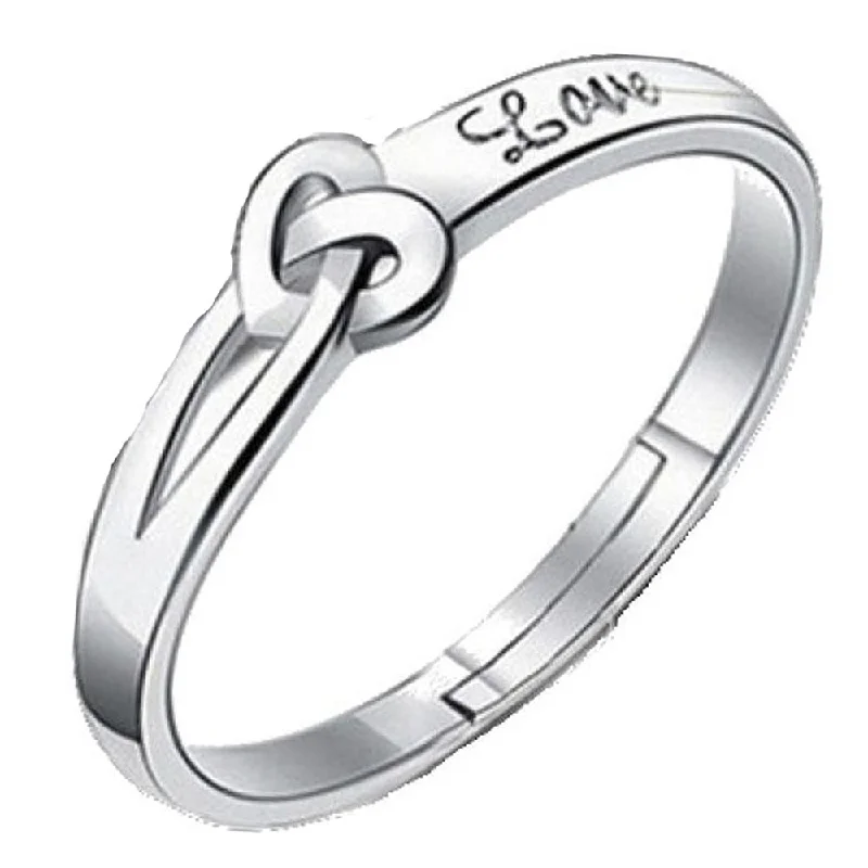 Women’s diamond eternity ring-Mahi Heart Love Silver Color Adjustable Finger Ring for Men (FR1103117R)