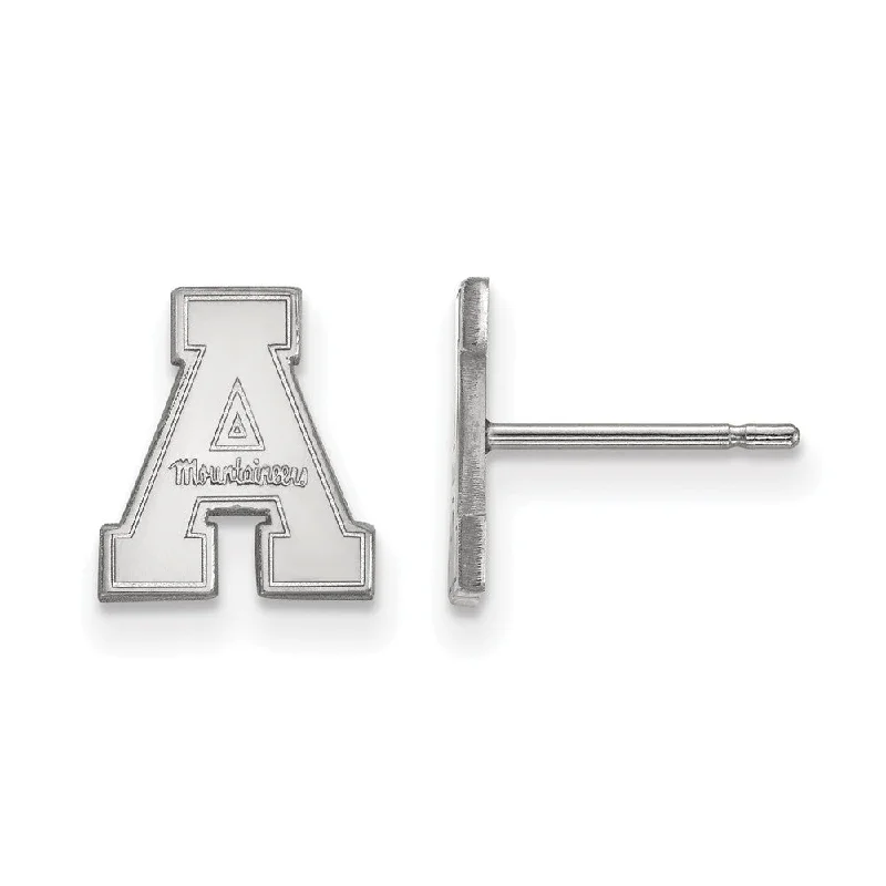 Women’s anniversary earrings-14k White Gold Appalachian State XS (Tiny) Post Earrings