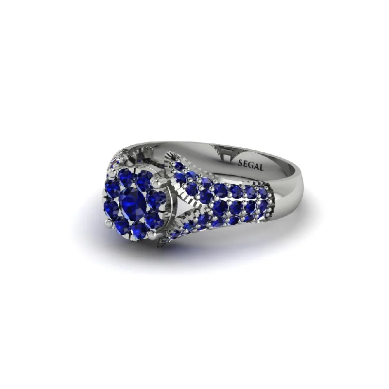 Women’s radiant diamond engagement ring-Sapphire Floral Cluster Engagement Ring  - Penelope No. 75