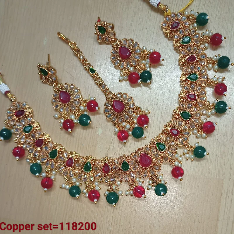 Women’s wedding necklace-Padmawati Bangles Gold Plated Copper Necklace Set