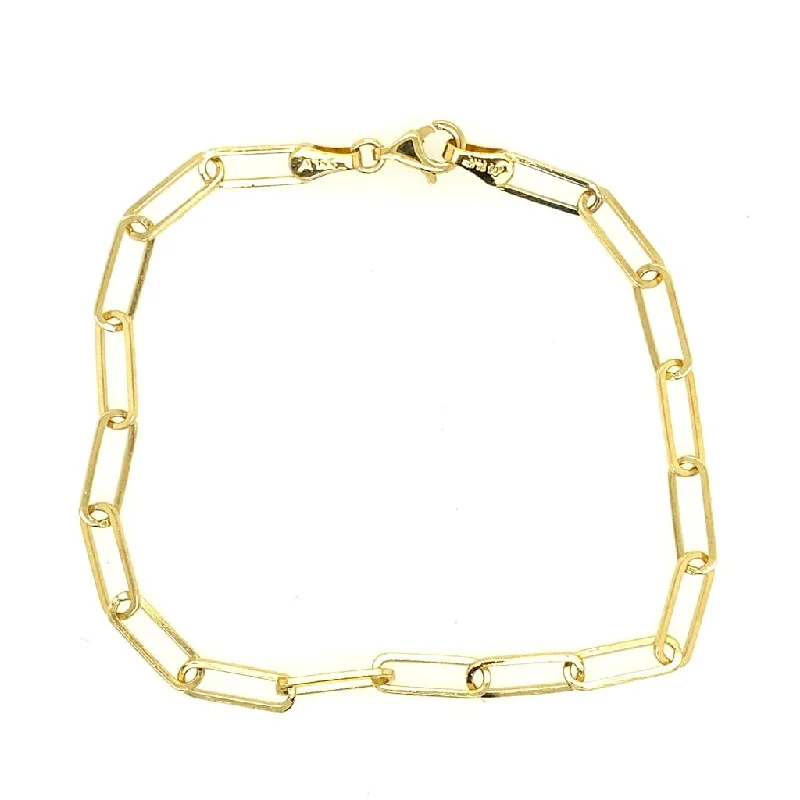 Women’s modern bracelet-14K Yellow Gold 3.60mm Paperclip Chain Bracelet