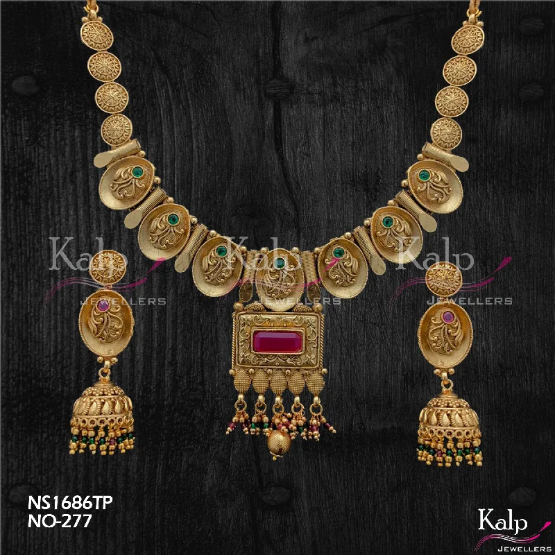 Women’s boho necklace-Kalp Jewellers Copper Gold Plated Necklace Set