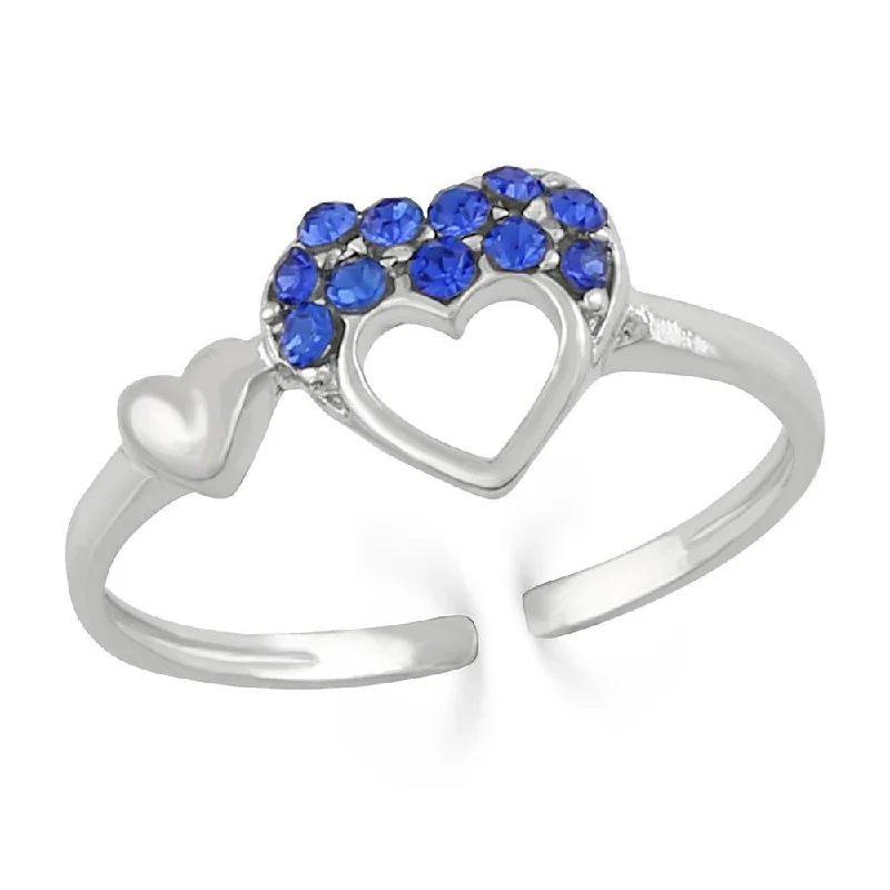 Women’s minimalist silver ring-Mahi Trio Heart Adjustable Finger Ring