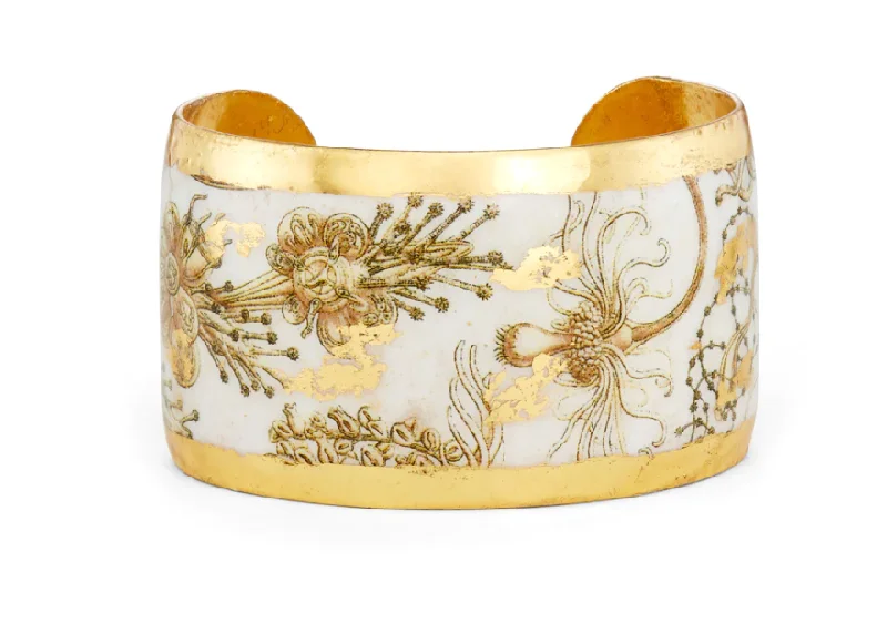 Women’s engraved gold bracelet-22K Gold Leaf Sea Life Sepia Cuff Bracelet by Evocateur