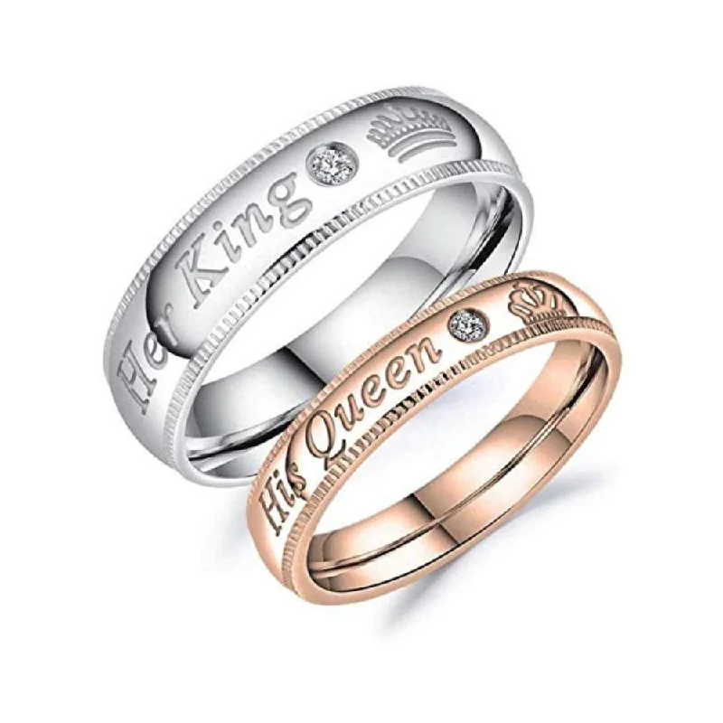 Women’s gold band ring-Asmitta Rhodium Plated Couple Ring - Special Gift For Someone Special