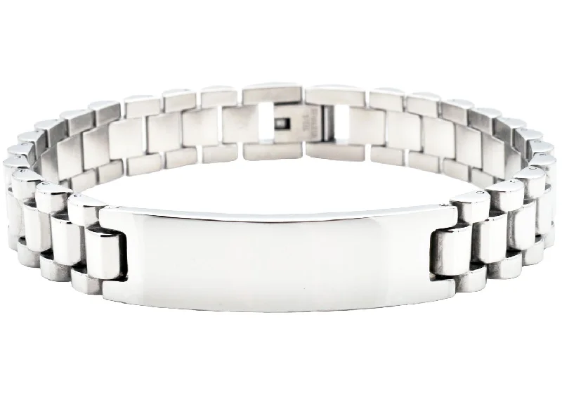 Women’s chic statement bracelet-Mens Engravable Stainless Steel ID Bracelet