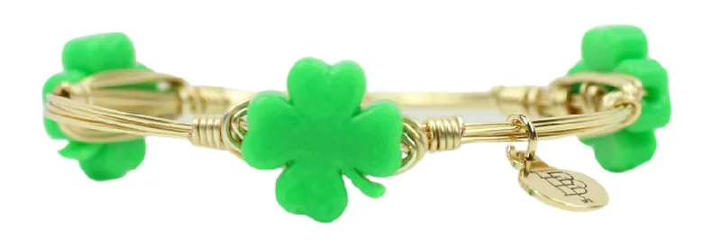 Women’s mixed metal bracelet-The Mini Clover Bangle Bracelet