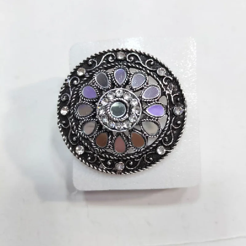 Women’s gemstone cocktail ring-Manisha Jewellery Oxidised Plated Mirror Ring