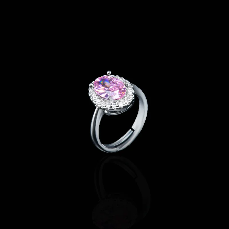 Women’s artistic ring-Nipura Rosette Zircon Halo Ring