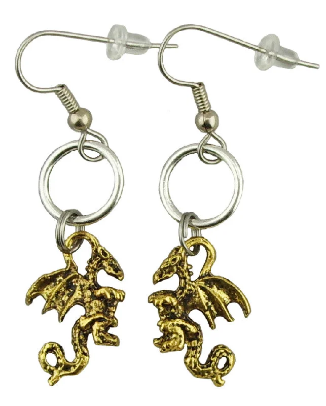 Women’s flower earrings-Metallic Dragon Earrings