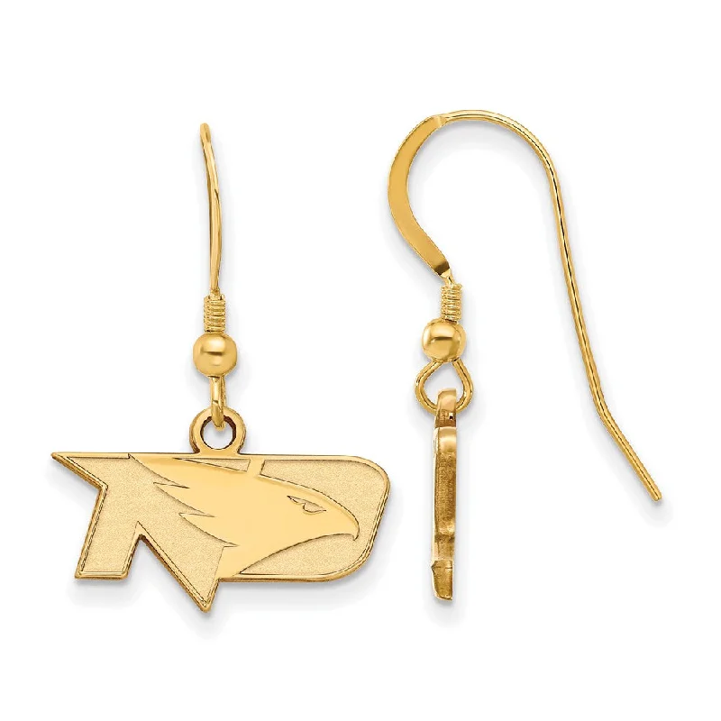 Women’s fashion earrings-14k Gold Plated Silver U of North Dakota XS (Tiny) Dangle Earrings