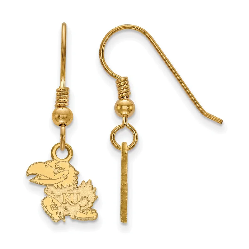 Women’s animal-shaped earrings-14k Gold Plated Silver Univ. of Kansas XS (Tiny) Dangle Earrings