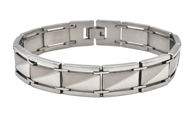 Women’s thin bangle-Mens Brushed And Polished Stainless Steel Bracelet