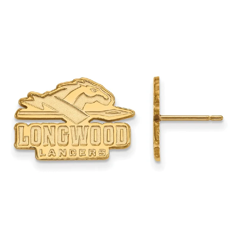 Women’s engagement earrings-14k Gold Plated Silver Longwood University Small Post Earrings