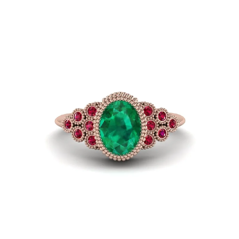 Women’s mixed gemstone engagement ring-Ruby Milgrain Beaded Bezel Engagement Ring - Stacy No. 50