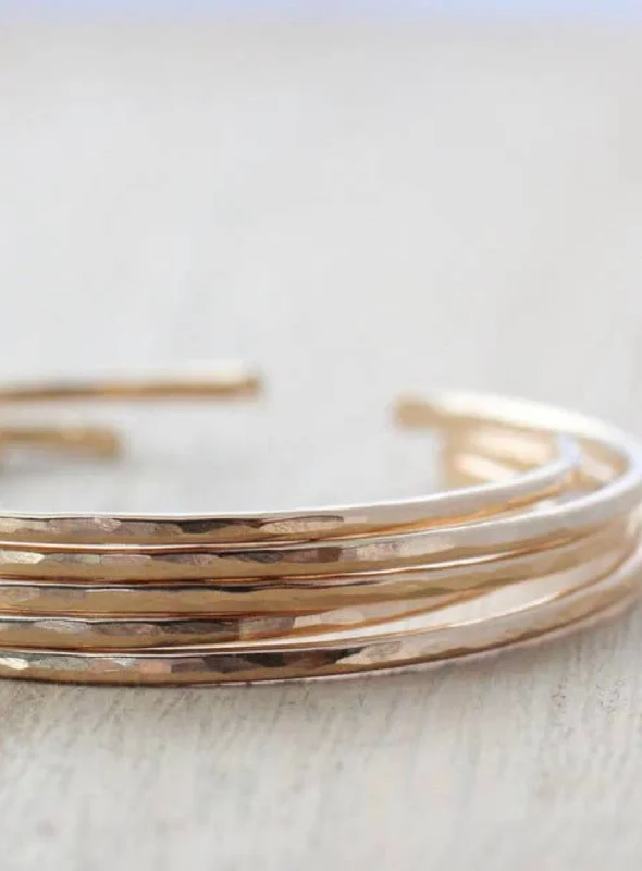 Women’s chic statement bracelet-Good thoughts hammered cuff bracelet