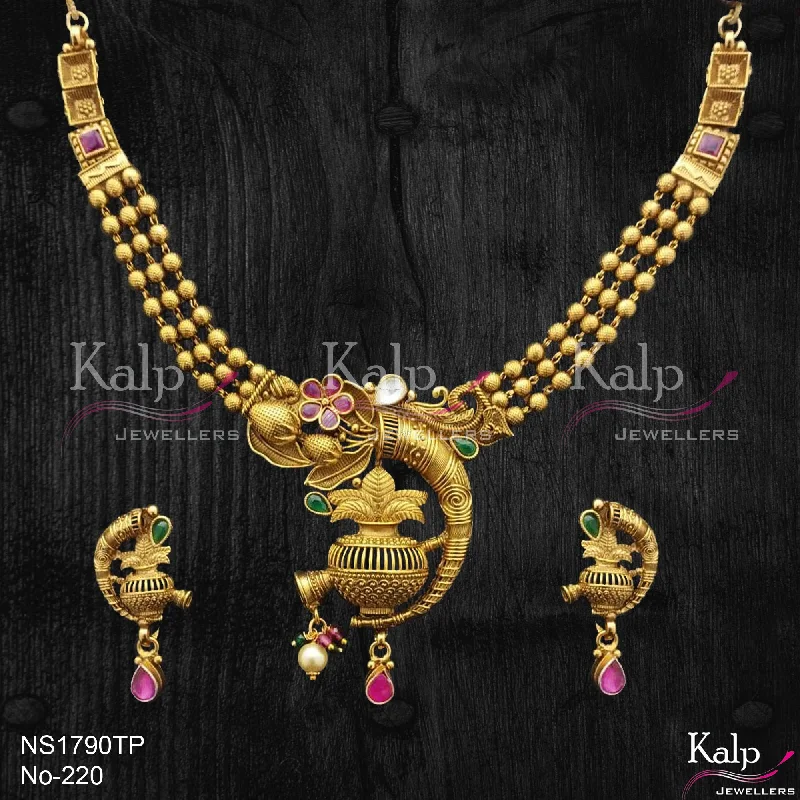 Women’s vintage-inspired necklace-Kalp Jewellers Copper Gold Plated Necklace Set