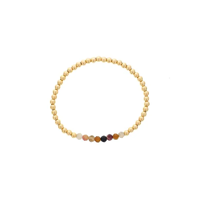 Women’s thick bangle-Gold Filled Multi Color Tourmaline Bead Stretch Bracelet by Dee Berkley