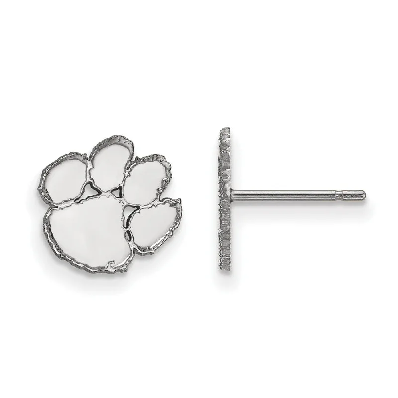 Women’s nature-inspired earrings-14k White Gold Clemson University XS (Tiny) Post Earrings