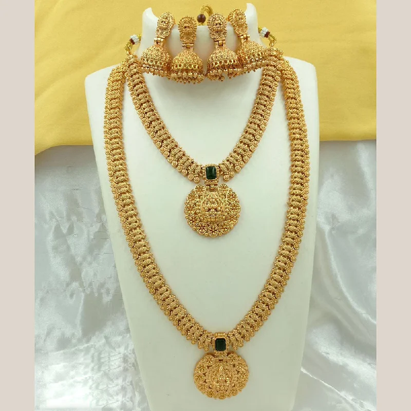 Women’s luxury chain necklace-FS Collection Gold Plated Temple Necklace Combo