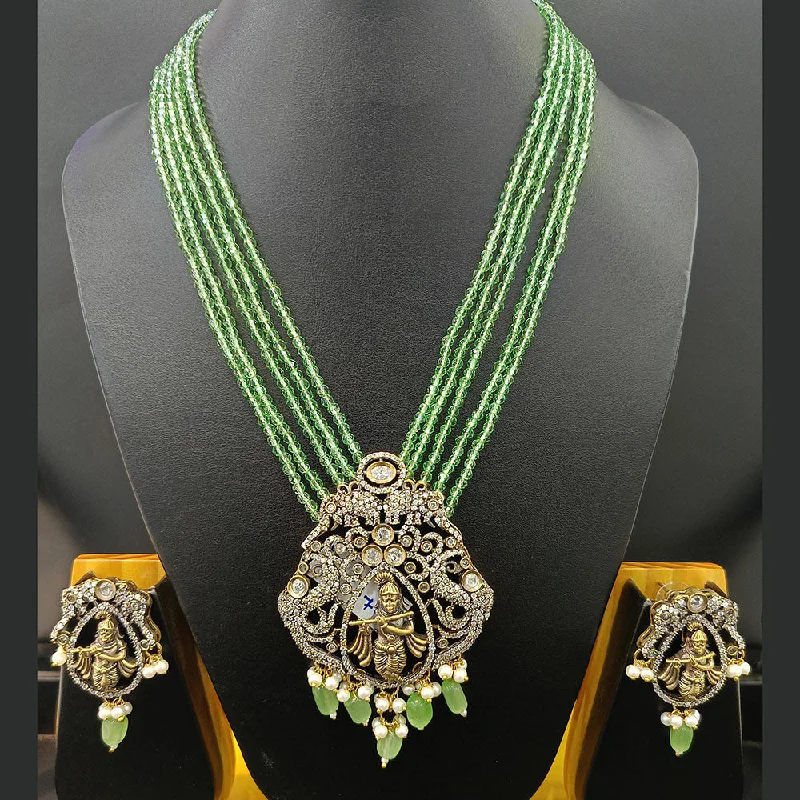 Women’s arrow necklace-Jain Jewellers Gold Plated Polki Kundan And Pearls Temple Long Necklace Set